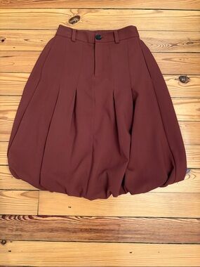 Maeve Bubble Hem Skirt in Rust
